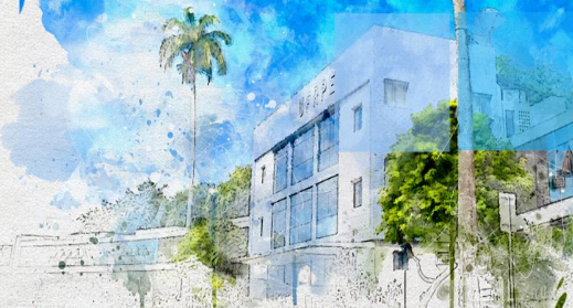 imagem da fachada do campus UFRPE em aquarela