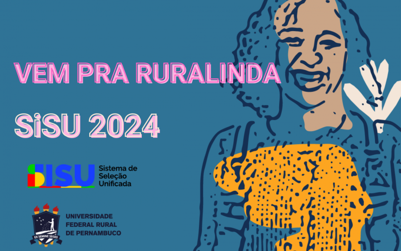 cartaz de divulgação com fundo azul e silhueta/desenho de mulher sorrindo com a frase Vem pra Ruralinda