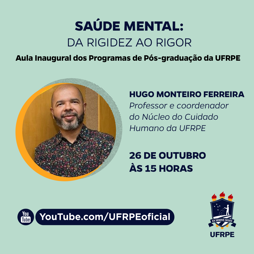 card de divulgação com foto do professor hugo