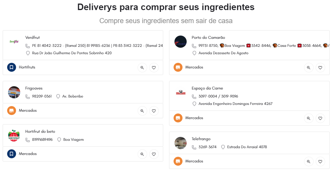 cadastro fornecedores