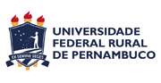 Brasão da UFRPE: escudo azul escuro, com jovem lançando sementes em fundo que indica o planeta