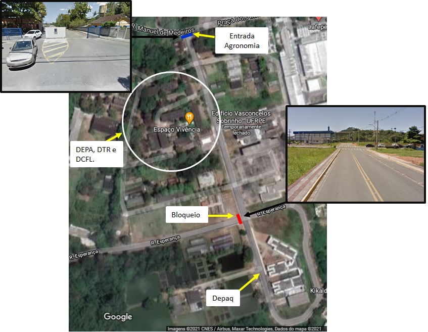 imagens aéreas da UFRPE demonstrando os novos pontos de acesso ao campus